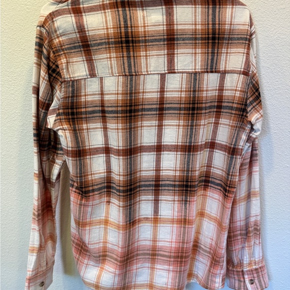 RSQ Women's Plaid Button Down Shirt - Orange, Brown, White - Picture 2 of 2